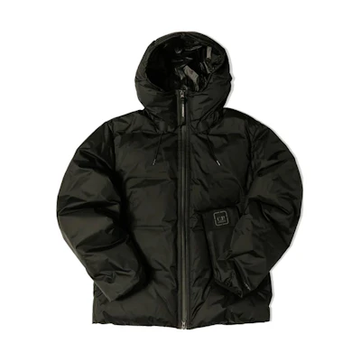 C.P. Company Black Quilted Hoodie Jacket with Zip Pocket-Unisex 15CLOW015A006577A999