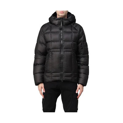 C.P. Company Black Quilted Zip-Up Hoodie Jacket 13CMOW172A006099A999