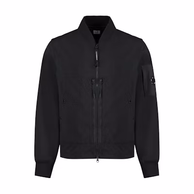 C.P. Company Black Solid Color Baseball Collar Zip Jacket CMOW009A005968A999