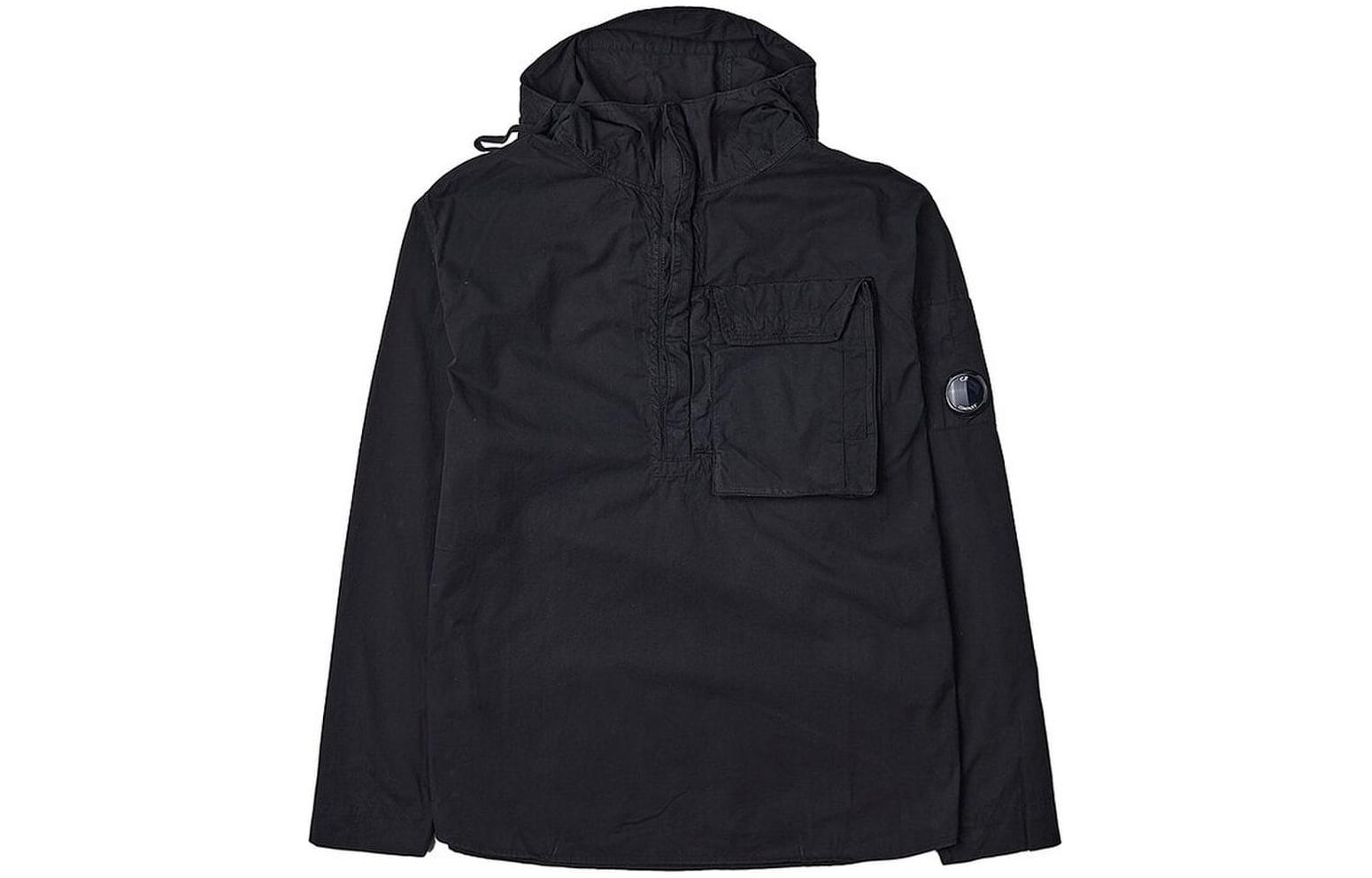 C.P. Company Black Solid Color Hooded Slim Fit Jacket 14CMSH151A002824G999