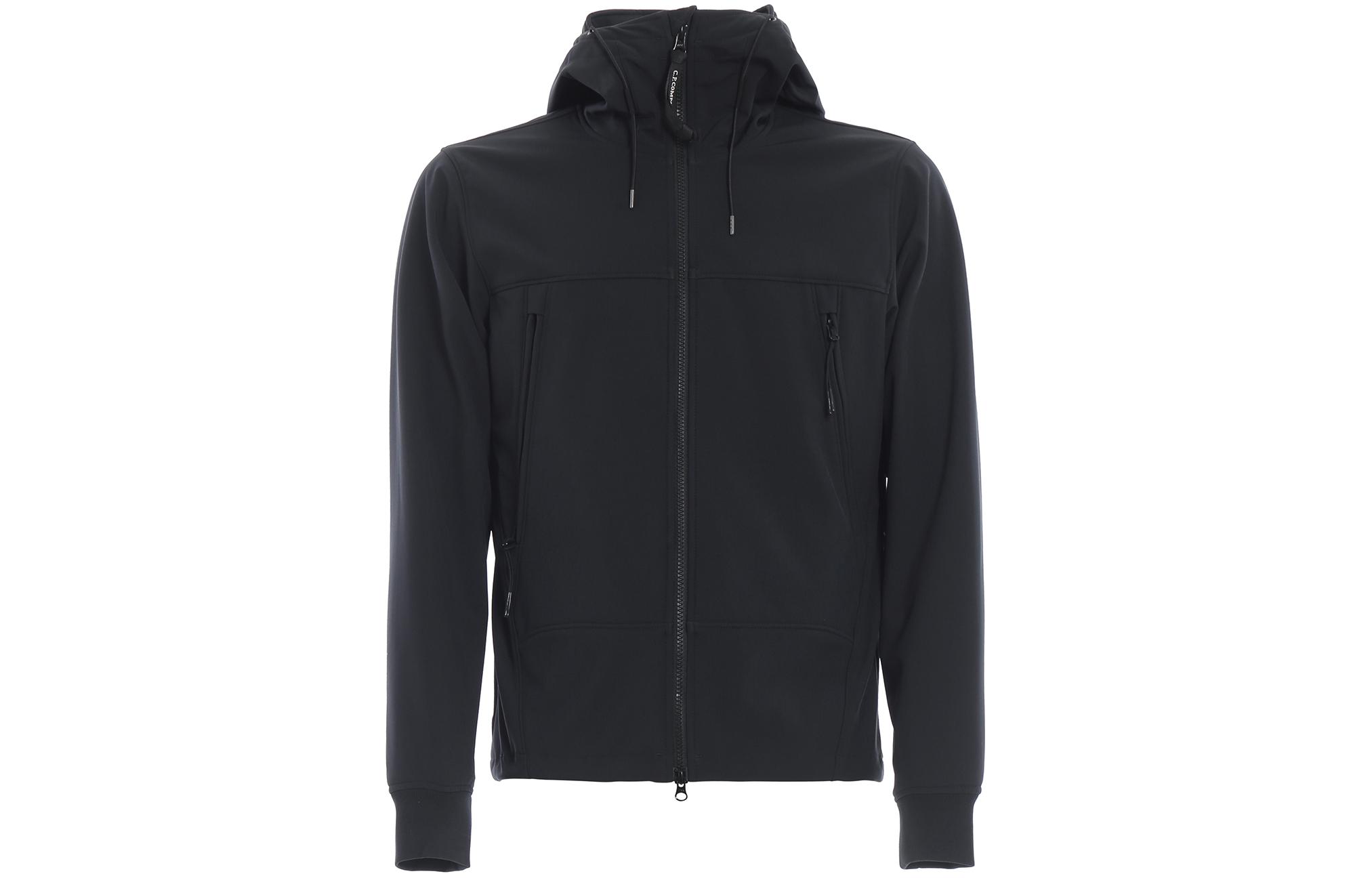 C.P. Company Black Solid Color Hooded Zip Jacket 05CMOW001A005242A392