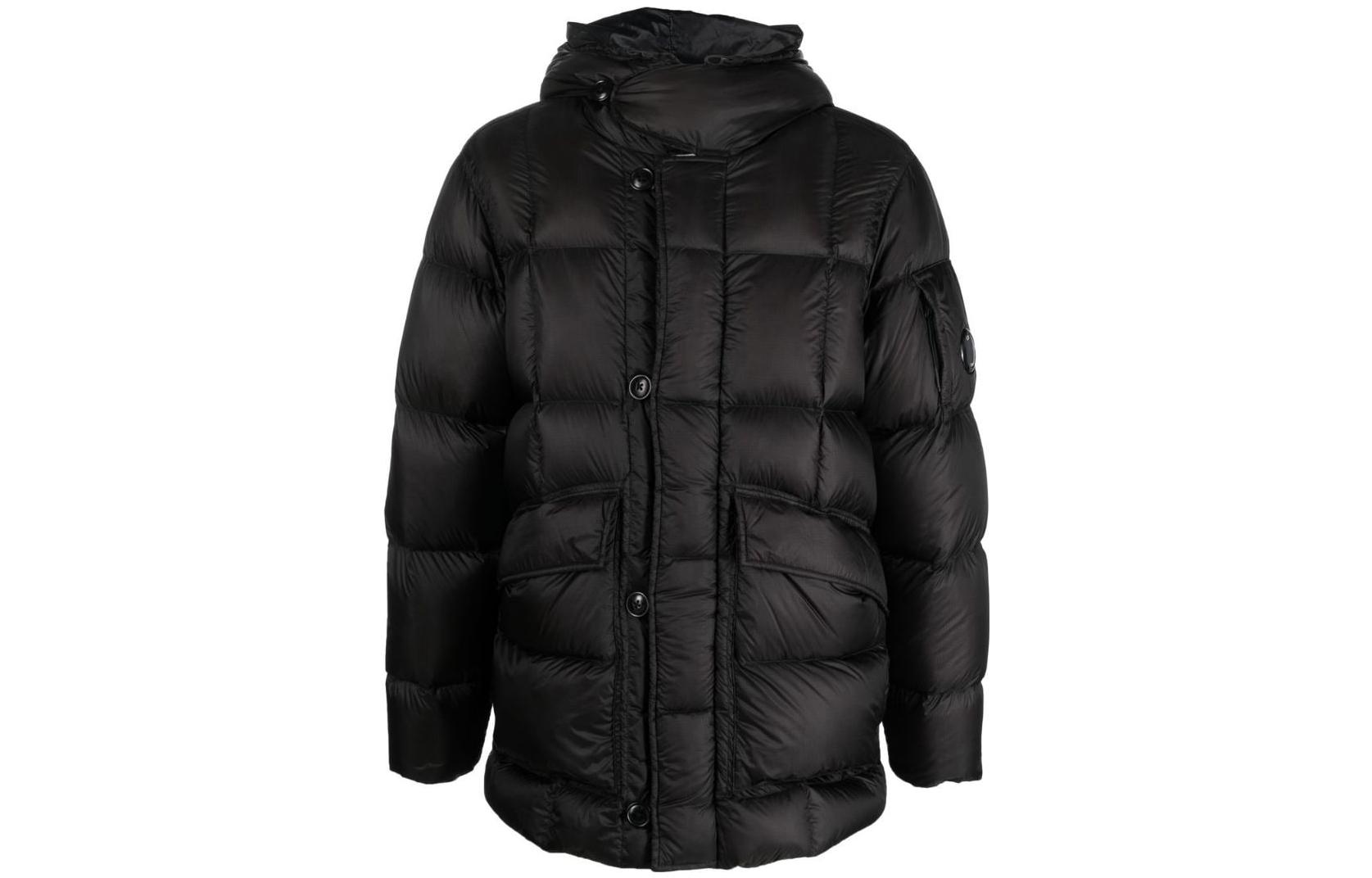 C.P. Company Black Solid Color Hooded Zipper Loose-Fit Jacket 13CMOW176A006099A999