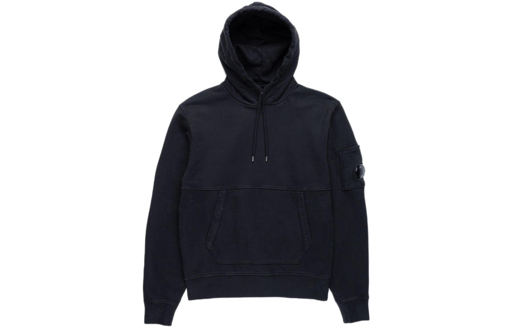 C.P. Company Black Solid Color Slim Fit Hoodie Long Sleeve 16CMSS033A002246G999