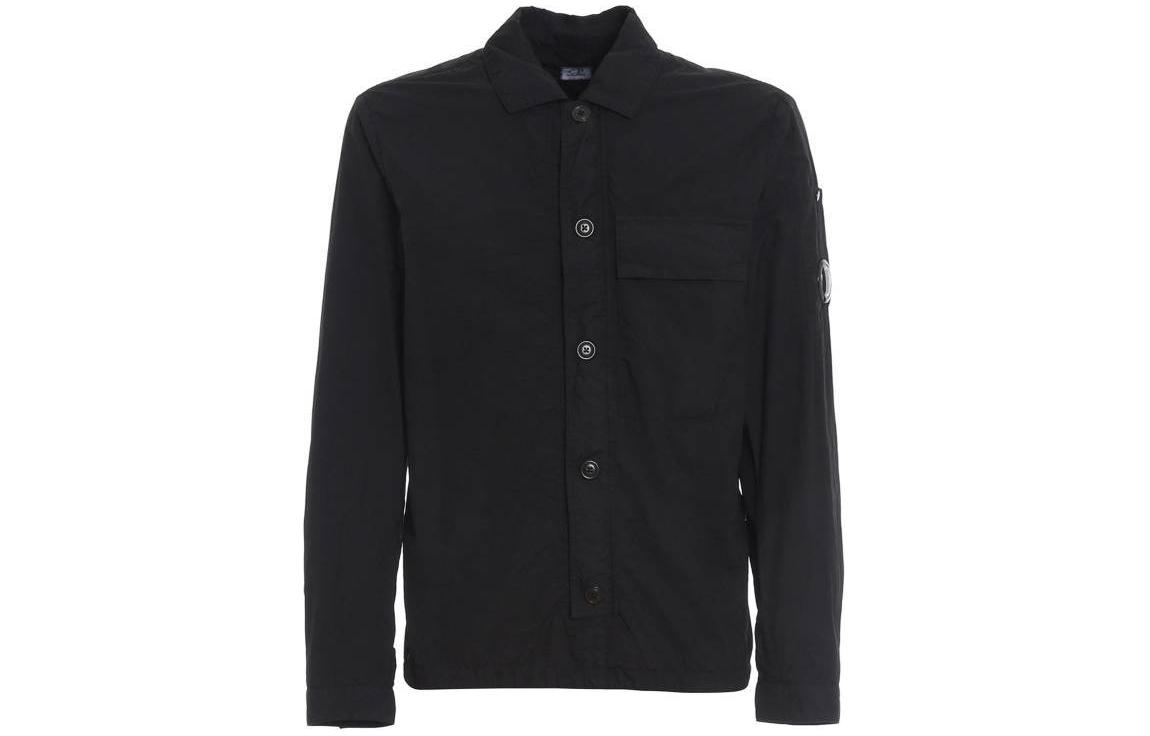 C.P. Company Black Solid Long-Sleeve Button-Up Jacket 10CMOS111A005783G999