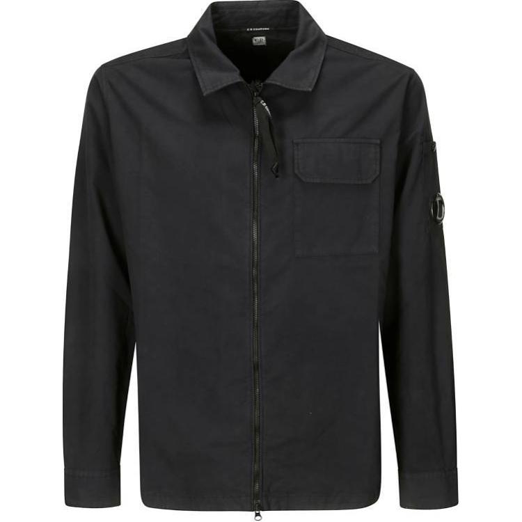C.P. Company Black Solid Long-Sleeve Jacket with Chest Pocket CMOS124A110143G888