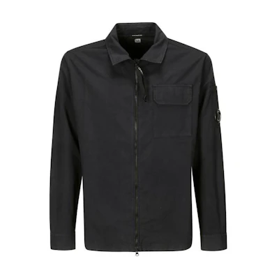 C.P. Company Black Solid Long-Sleeve Jacket with Chest Pocket CMOS124A110143G888