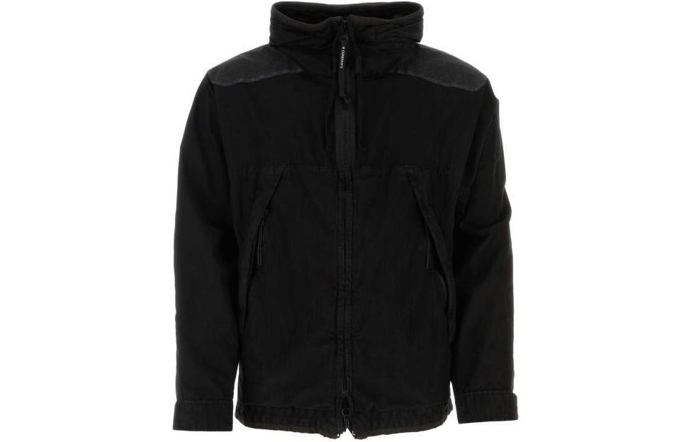C.P. Company Black Solid Slim Fit Hooded Zip-Up Jacket CMOW220A006233M999