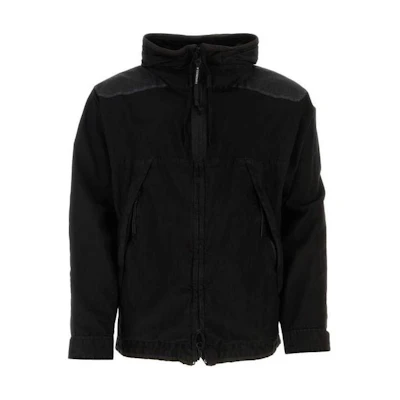C.P. Company Black Solid Slim Fit Hooded Zip-Up Jacket CMOW220A006233M999
