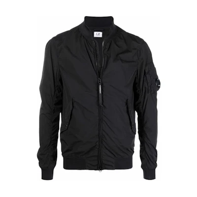 C.P. Company Black Solid Zip-Up Casual Jacket Long Sleeve 12CMOW004A005864G999