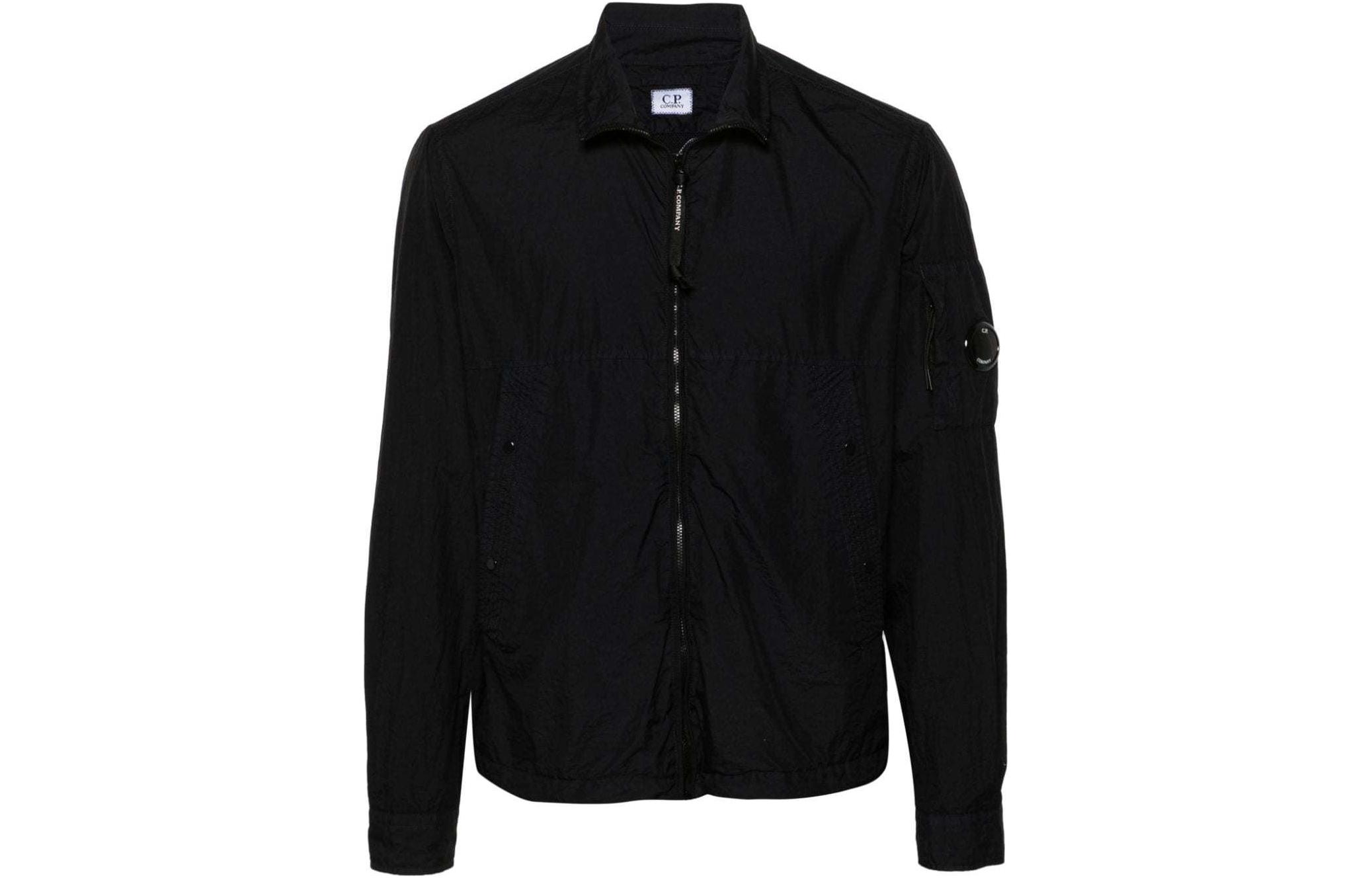 C.P. Company Black Solid Zip-Up High Collar Casual Jacket 16CMOS110A005783G888