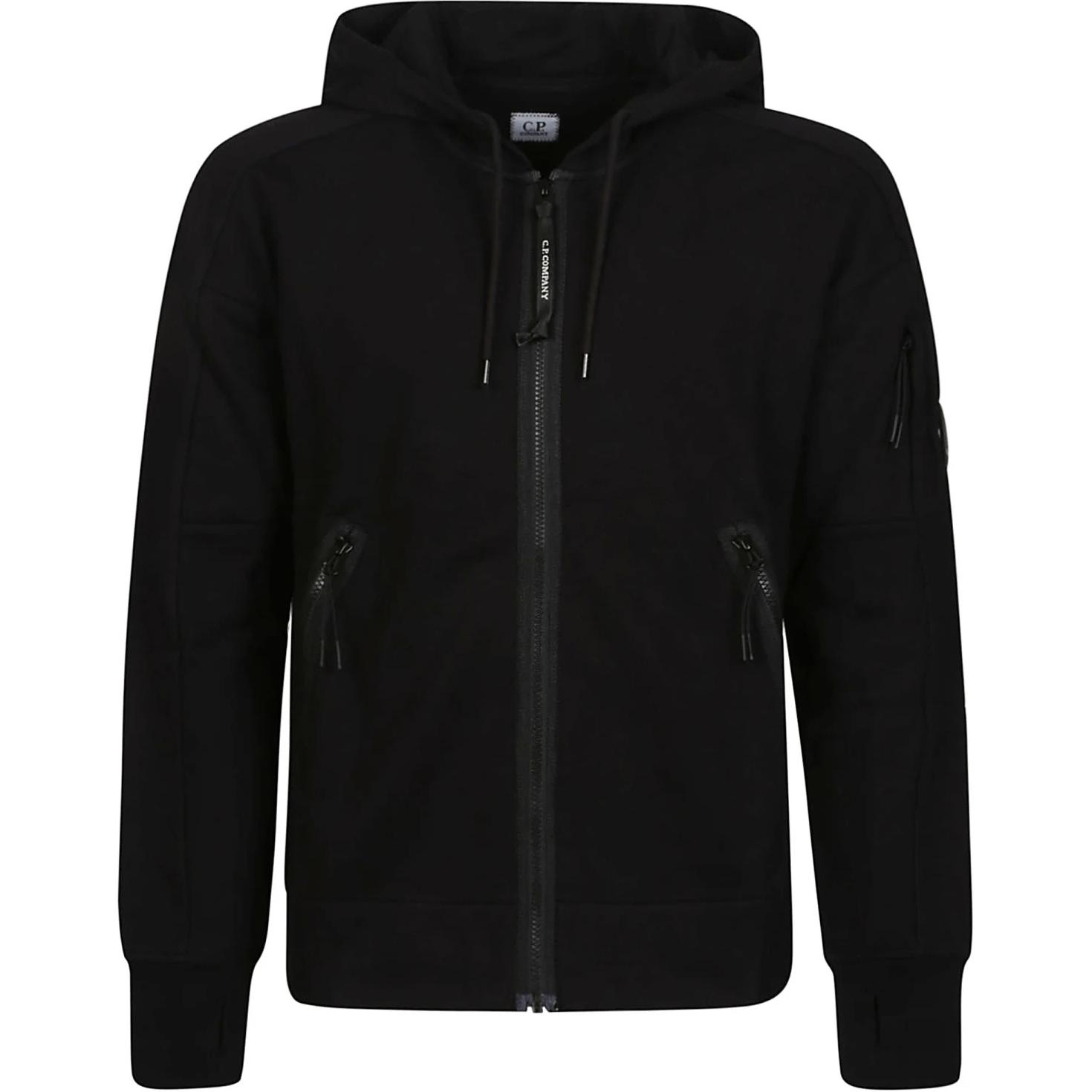 C.P. Company Black Solid Zip-Up Slim-Fit Hooded Jacket 16CMSS400A005086W999