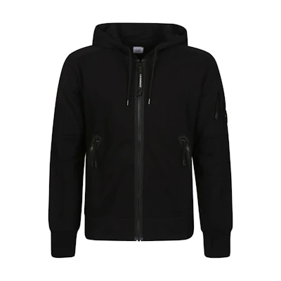 C.P. Company Black Solid Zip-Up Slim-Fit Hooded Jacket 16CMSS400A005086W999