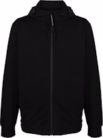 C.P. Company Black Solid Zip Hoodie Jacket with Drawstring and Ribbed Cuffs 16CLSS014A006452M999 C.P. Company Black Solid Zip Hoodie Jacket with Drawstring and Ribbed Cuffs 16CLSS014A006452M999