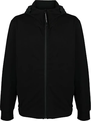 C.P. 컴퍼니 블랙 솔리드 집업 후드 재킷, 드로스트링 및 리브드 커프스 16CLSS014A006452M999 Buy C.P. 컴퍼니 블랙 솔리드 집업 후드 재킷, 드로스트링 및 리브드 커프스 16CLSS014A006452M999