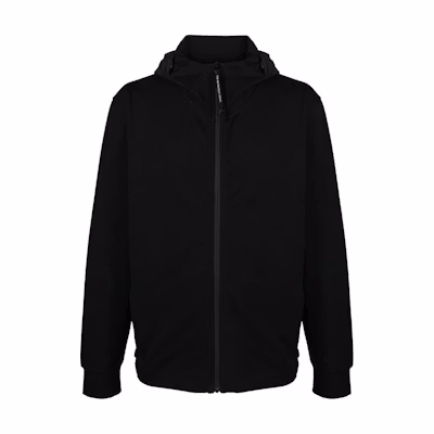 C.P. Company Black Solid Zip Hoodie Jacket with Drawstring and Ribbed Cuffs 16CLSS014A006452M999