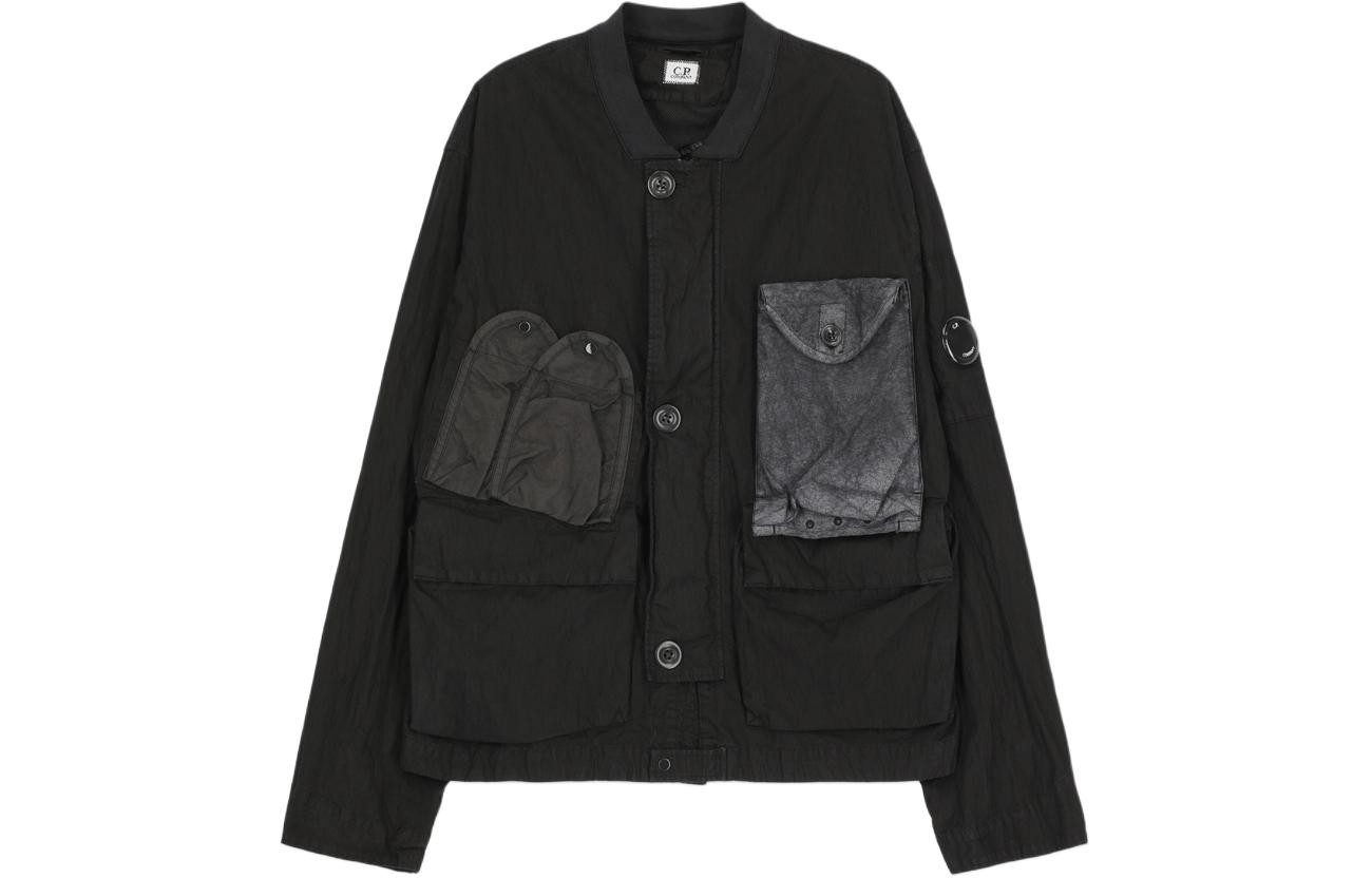 C.P. Company Black V-Neck Buttoned Long Sleeve Jacket 14CMOW219A006233G999