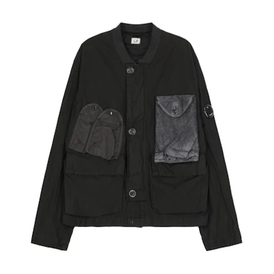 C.P. Company Black V-Neck Buttoned Long Sleeve Jacket 14CMOW219A006233G999