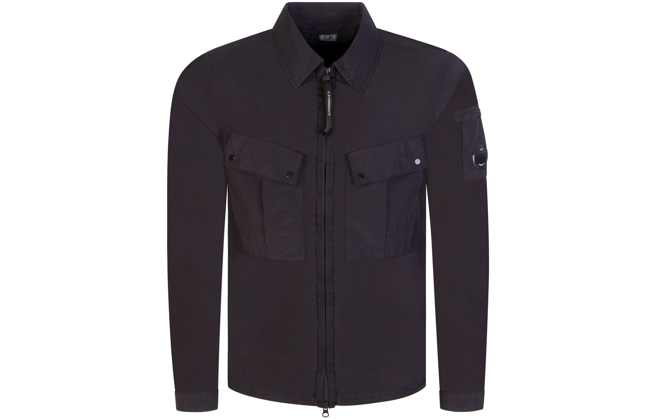 C.P. Company Black Zip-Up Collared Jacket Long Sleeve 15CMOS071A005991G999
