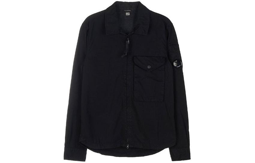C.P. Company Black Zip-Up Collared Long-Sleeve Jacket 14CMSH122A006272G999
