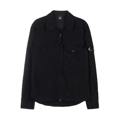 C.P. Company Black Zip-Up Collared Long-Sleeve Jacket 14CMSH122A006272G999