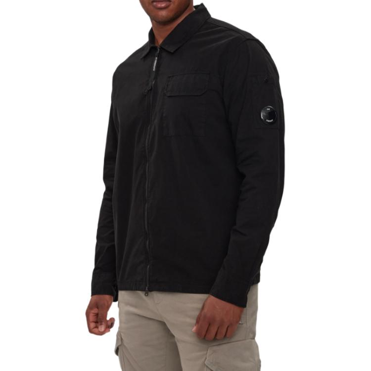 C.P. Company Black Zip-Up Collared Long Sleeve Jacket CMOS124A110143G-999
