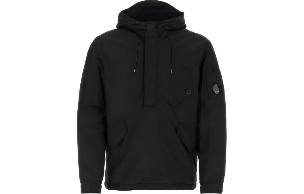 C.P. Company Black Zip-Up Hoodie Jacket Solid Color 15CMOS067A005991G999