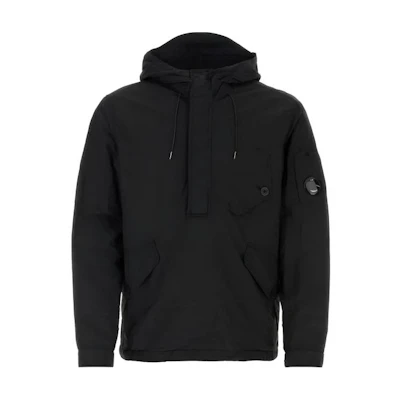 C.P. Company Black Zip-Up Hoodie Jacket Solid Color 15CMOS067A005991G999
