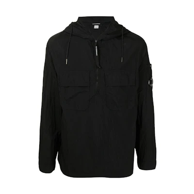 C.P. Company Black Zip-Up Hoodie Jacket with Drawstring 10CMSH233A005665G-999