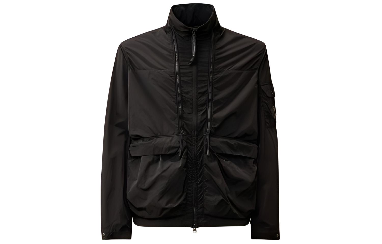 C.P. Company Black Zip-Up Pocket Jacket Long-Sleeve Plain Design 16CMOW012A005904G999