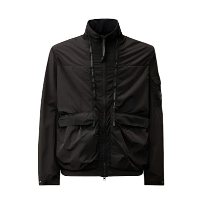 C.P. Company Black Zip-Up Pocket Jacket Long-Sleeve Plain Design 16CMOW012A005904G999