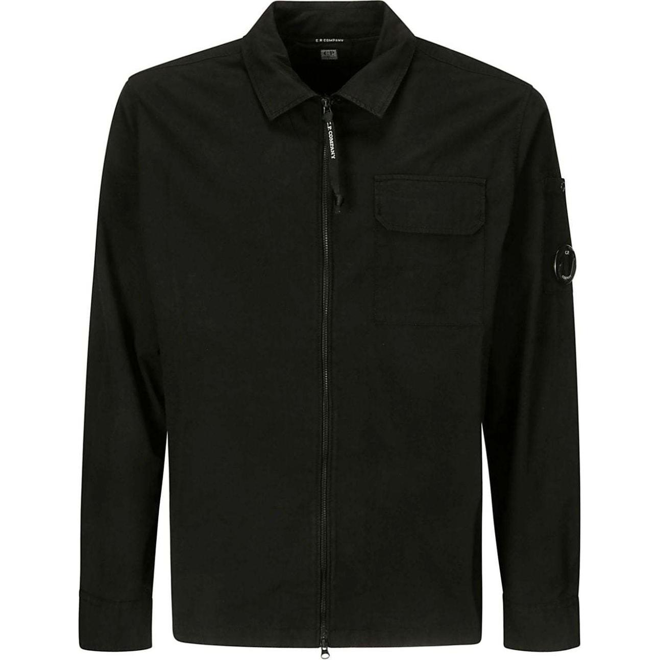 C.P. Company Black Zip-Up Pocket Jacket Long Sleeve CMOS124A110143G999-black