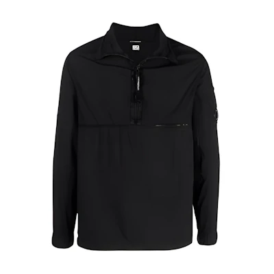 C.P. Company Black Zip-Up Solid Color Collared Long-Sleeve Jacket 12CMOS241A005660G999