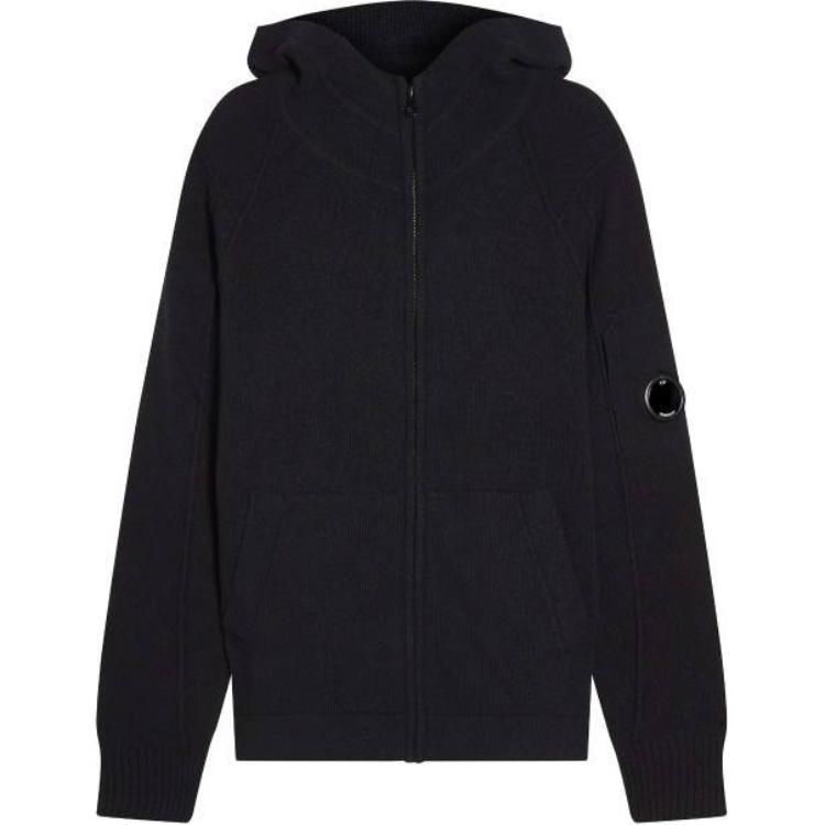 C.P. Company Black Zip-Up Solid Color Hoodie Jacket CMKN017A005107A999