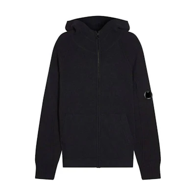 C.P. Company Black Zip-Up Solid Color Hoodie Jacket CMKN017A005107A999