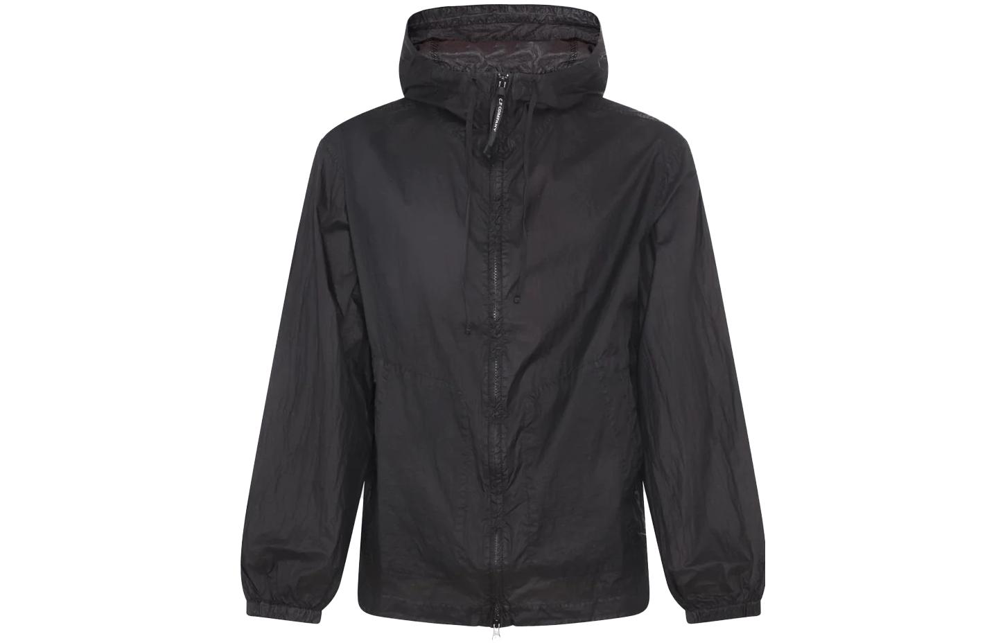 C.P. Company Black Zip Hoodie Jacket with Back Letter Print 14CMOS285A006506-G999