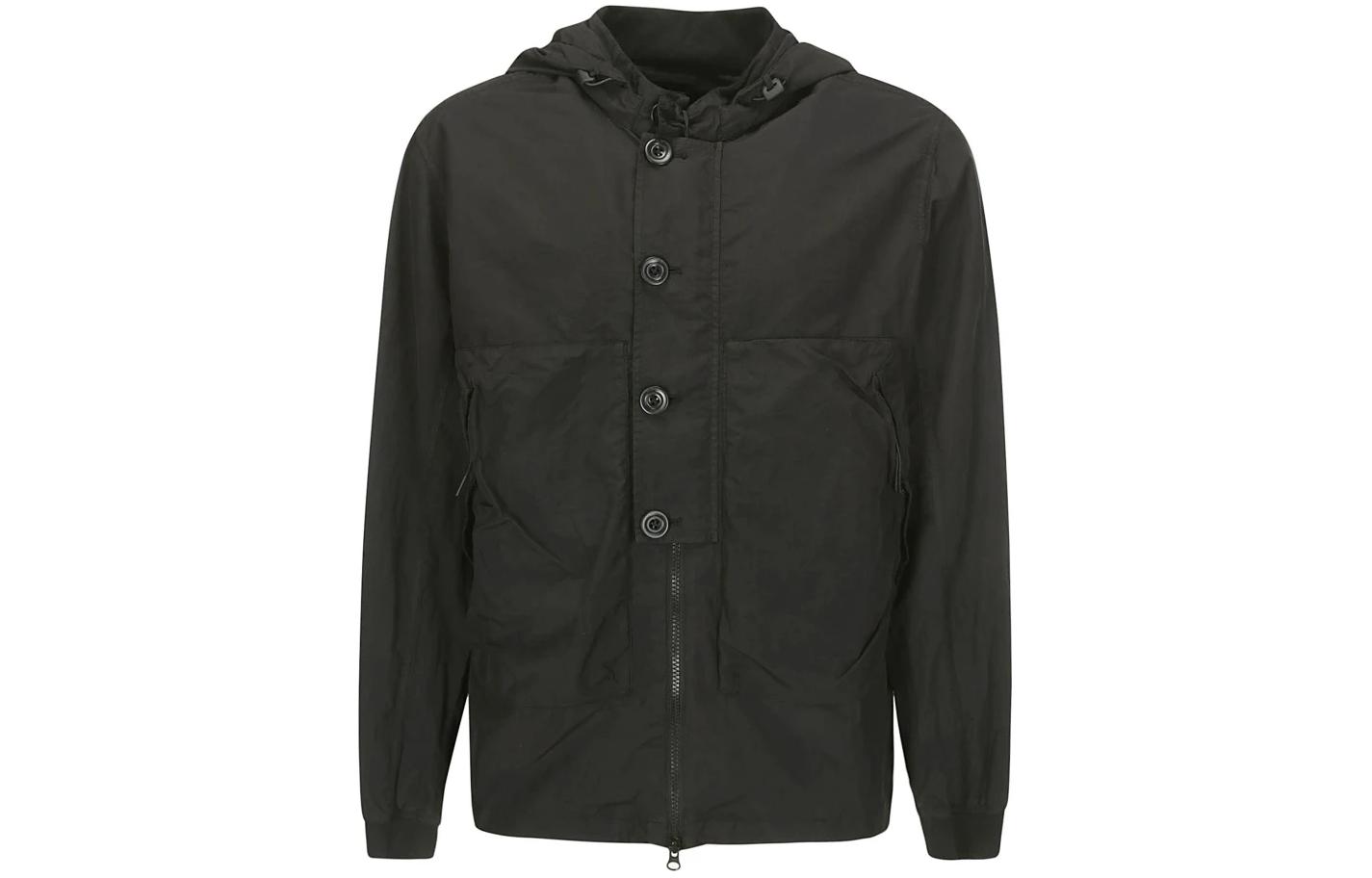 C.P. Company Black Zipper Drawstring Hooded Jacket 16CMOS018A005991G999