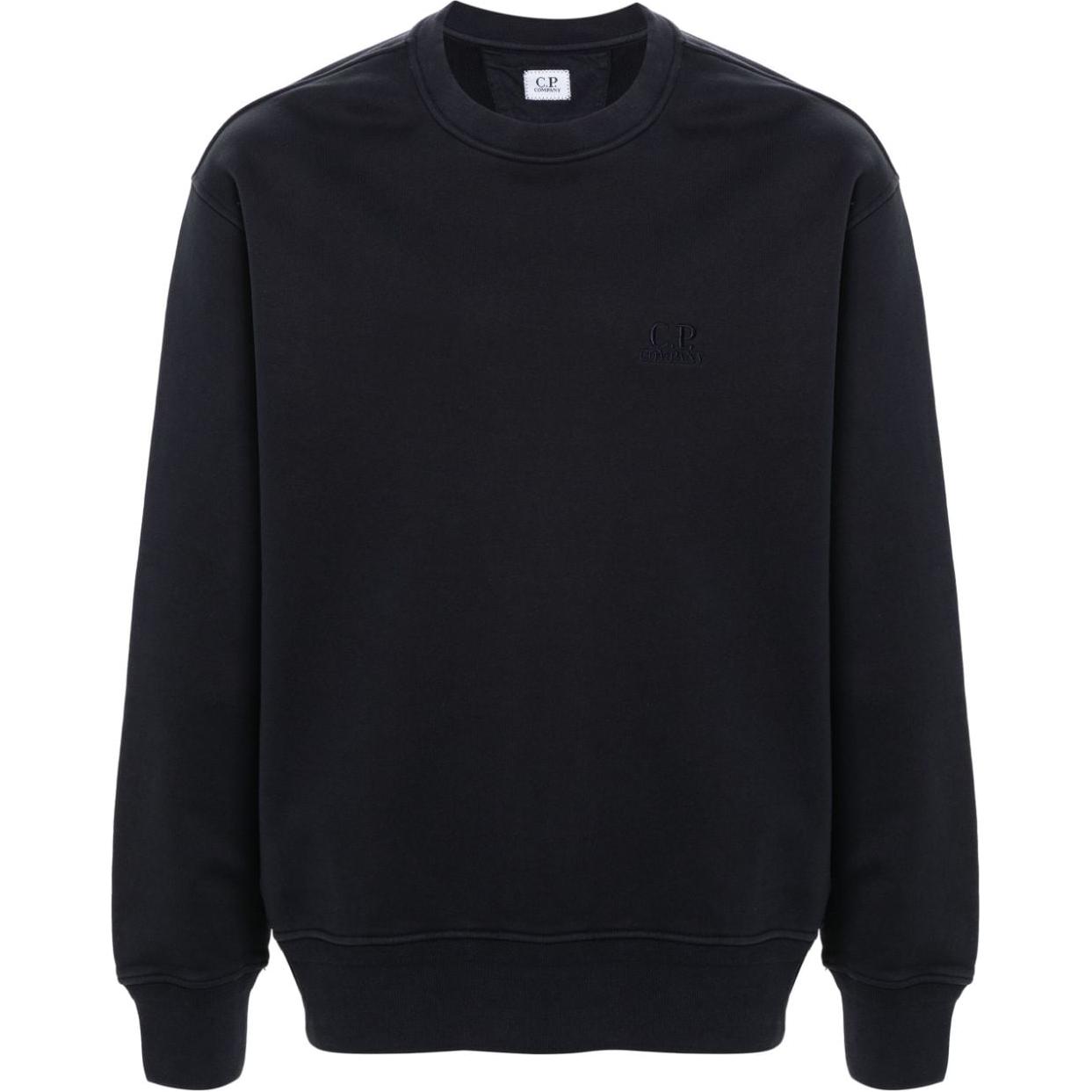C.P. Company Blue Crewneck Logo Patch Long Sleeve Sweatshirt CMSS098B110044G888