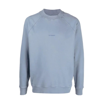 C.P. Company Blue Crewneck Pullover Sweatshirt Long Sleeve Solid Color 13CMSS008A006372-R843