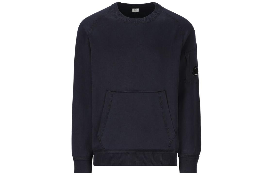 C.P. Company Blue Crewneck Pullover Sweatshirt Long Sleeve Solid Color 15CMKN064A005805G888