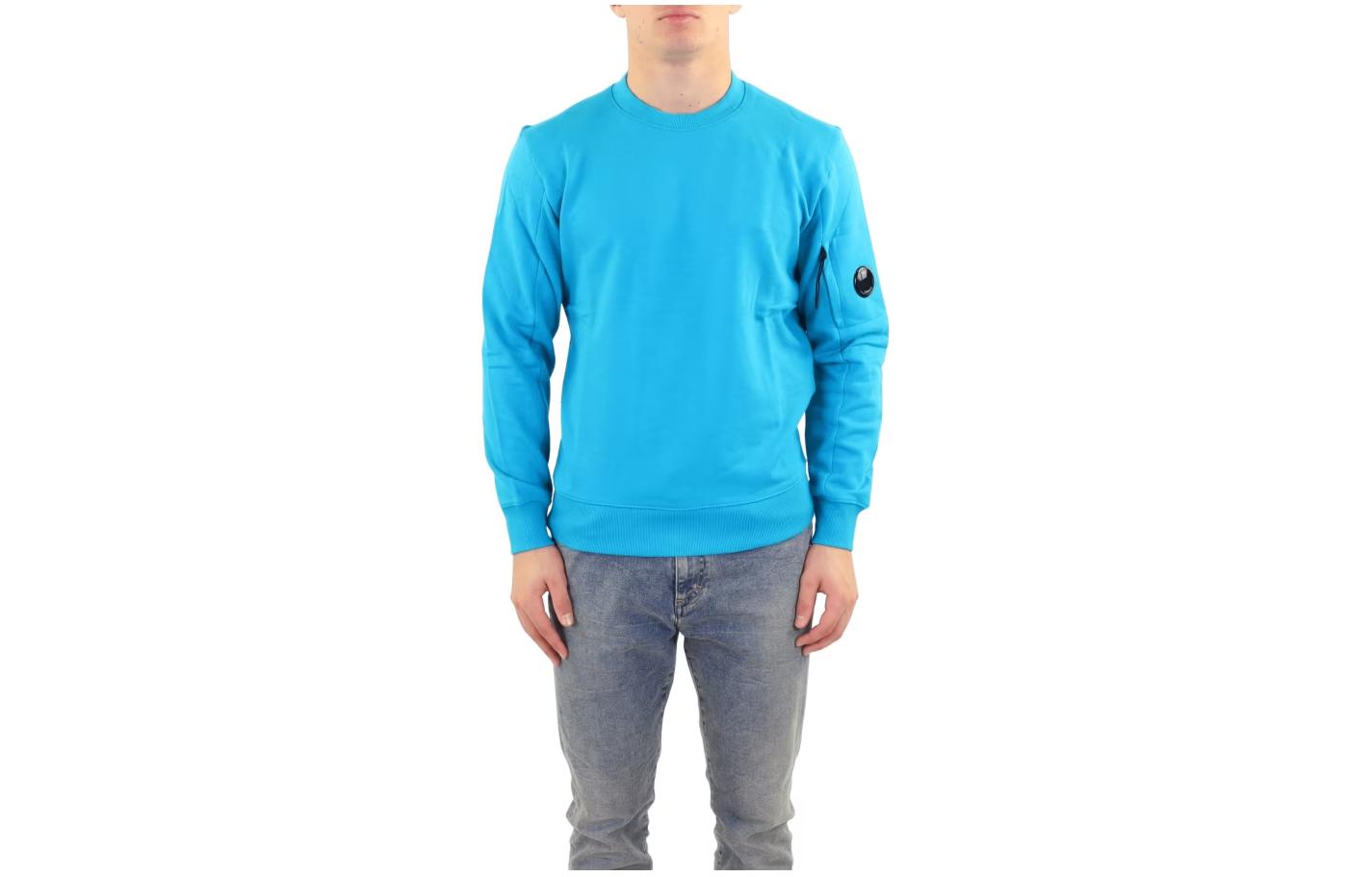 C.P. Company Blue Crewneck Slim Fit Pullover Long Sleeve Sweatshirt CMSS022005086W825