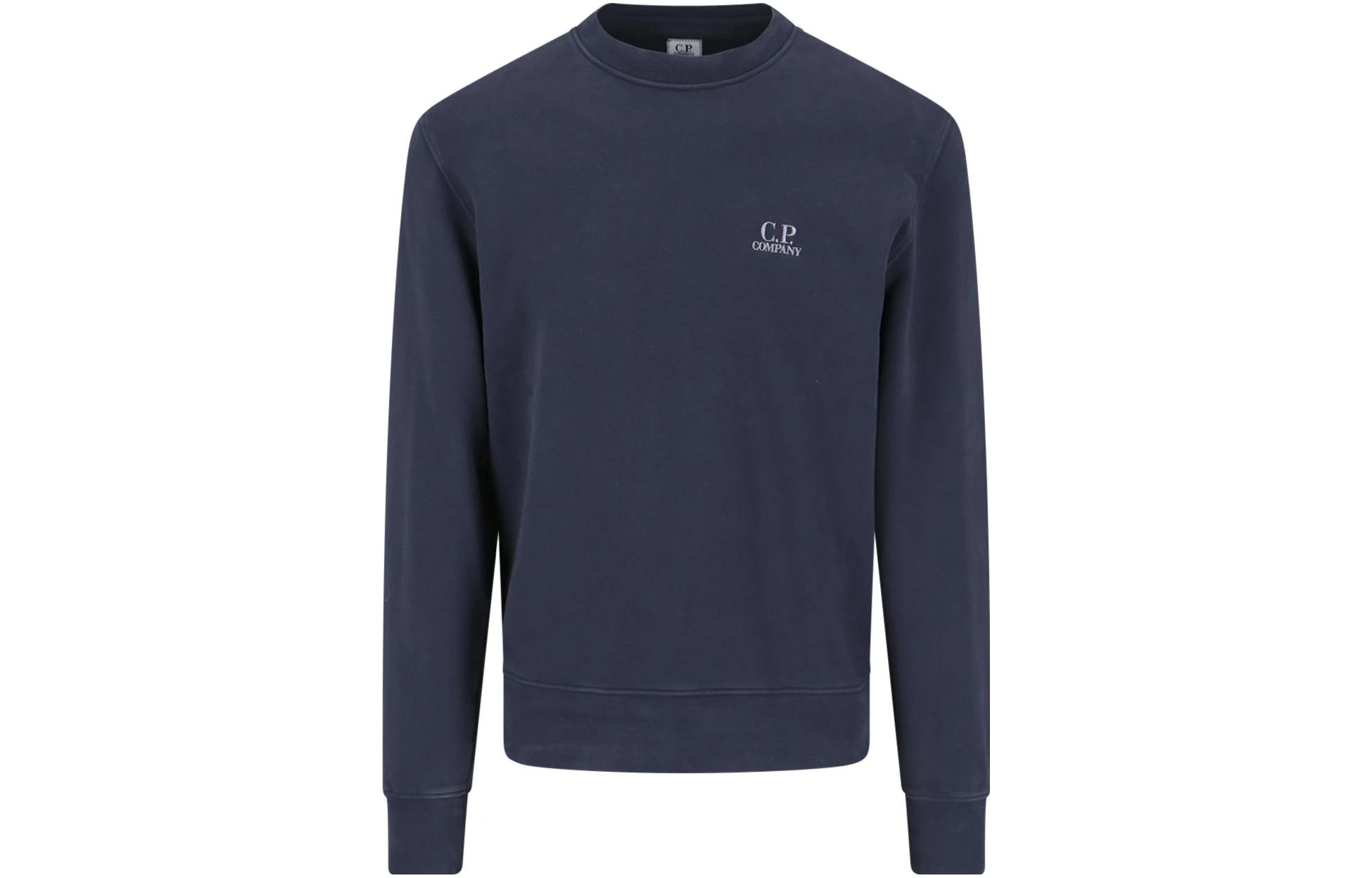 C.P. Company Blue Crewneck Sweatshirt with Logo Print 15CMSS008B006372G888
