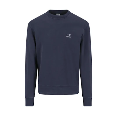 C.P. Company Blue Crewneck Sweatshirt with Logo Print 15CMSS008B006372G888