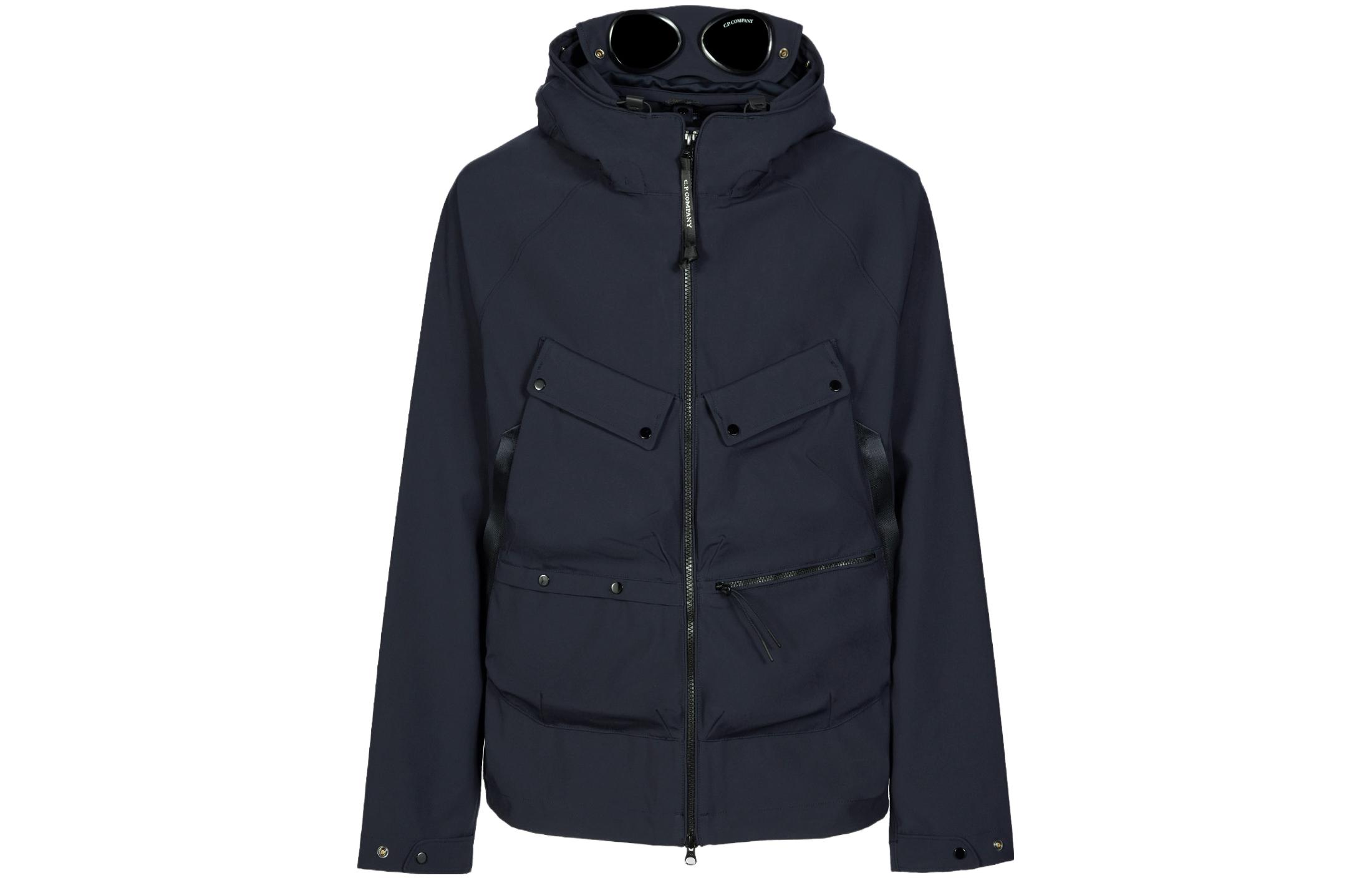 C.P. Company Blue Goggle Utility Jacket with Plain Pocket Unisex Hoodie Style 14CMOW037A005968A888