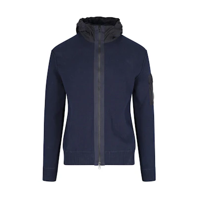 C.P. Company Blue Hooded Solid Color Long Sleeve Jacket 14CMKN185A005367M888