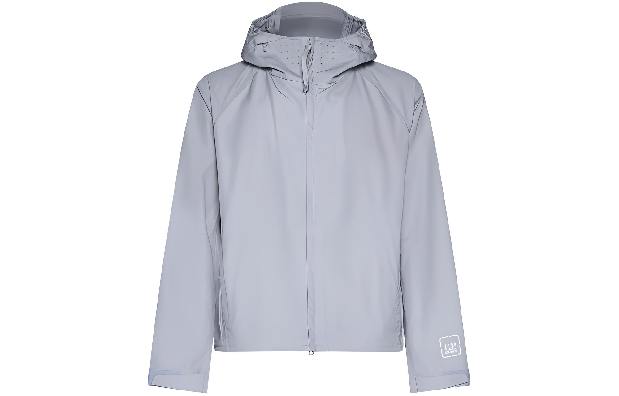 C.P. Company Blue Hooded Zip-Up Loose-Fit Jacket with Logo Print 16CLOW009A006450A913