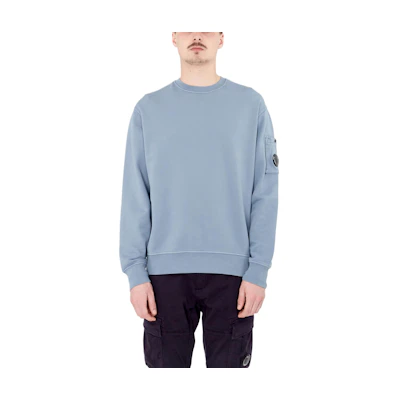 C.P. Company Blue Solid Color Crewneck Long Sleeve Sweatshirt CMSS060A006372R851