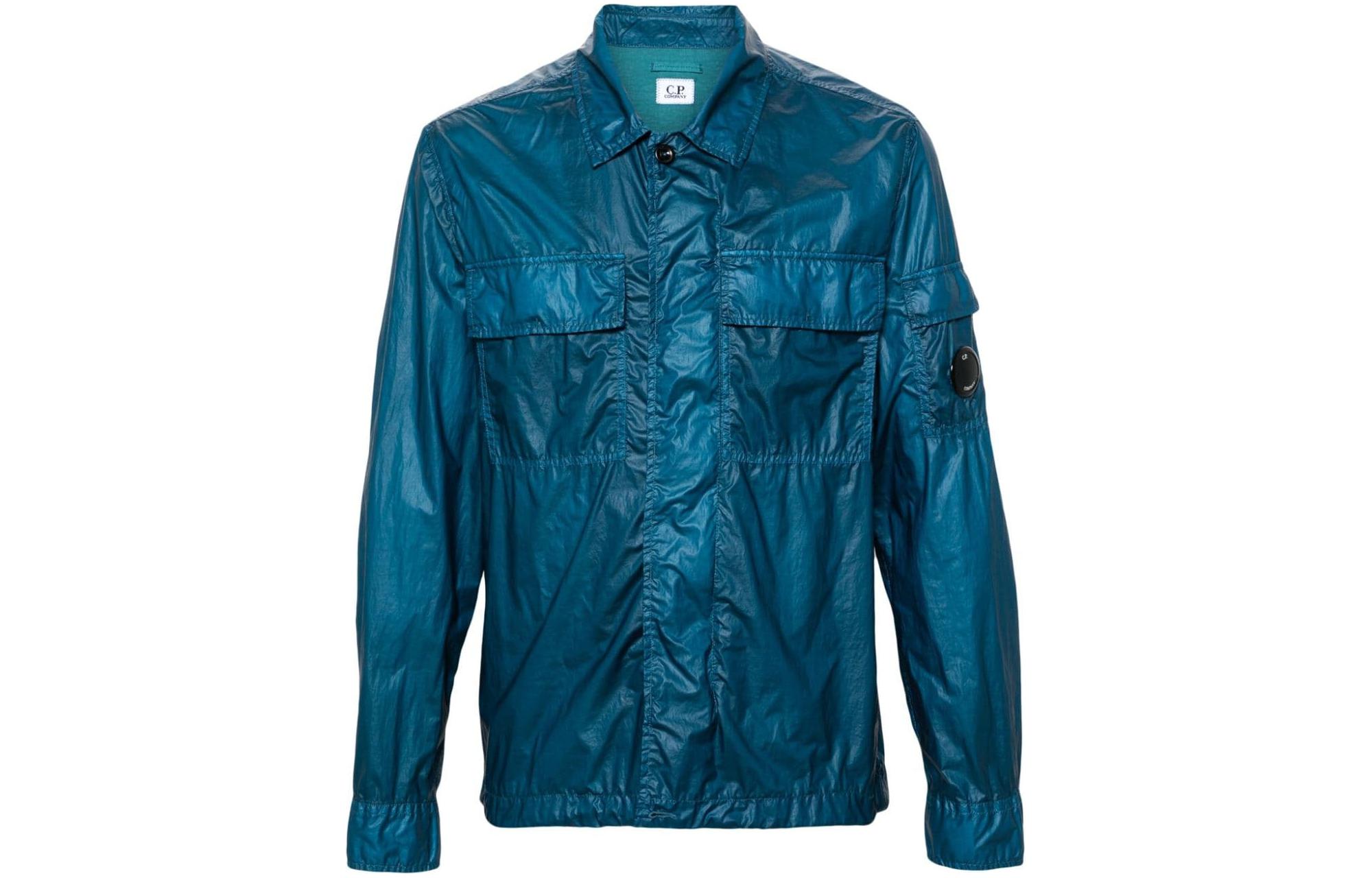 C.P. Company Blue Solid Color Zipper Collared Jacket 16CMSH113A110030G848