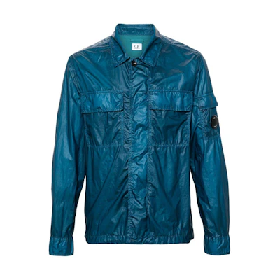 C.P. Company Blue Solid Color Zipper Collared Jacket 16CMSH113A110030G848