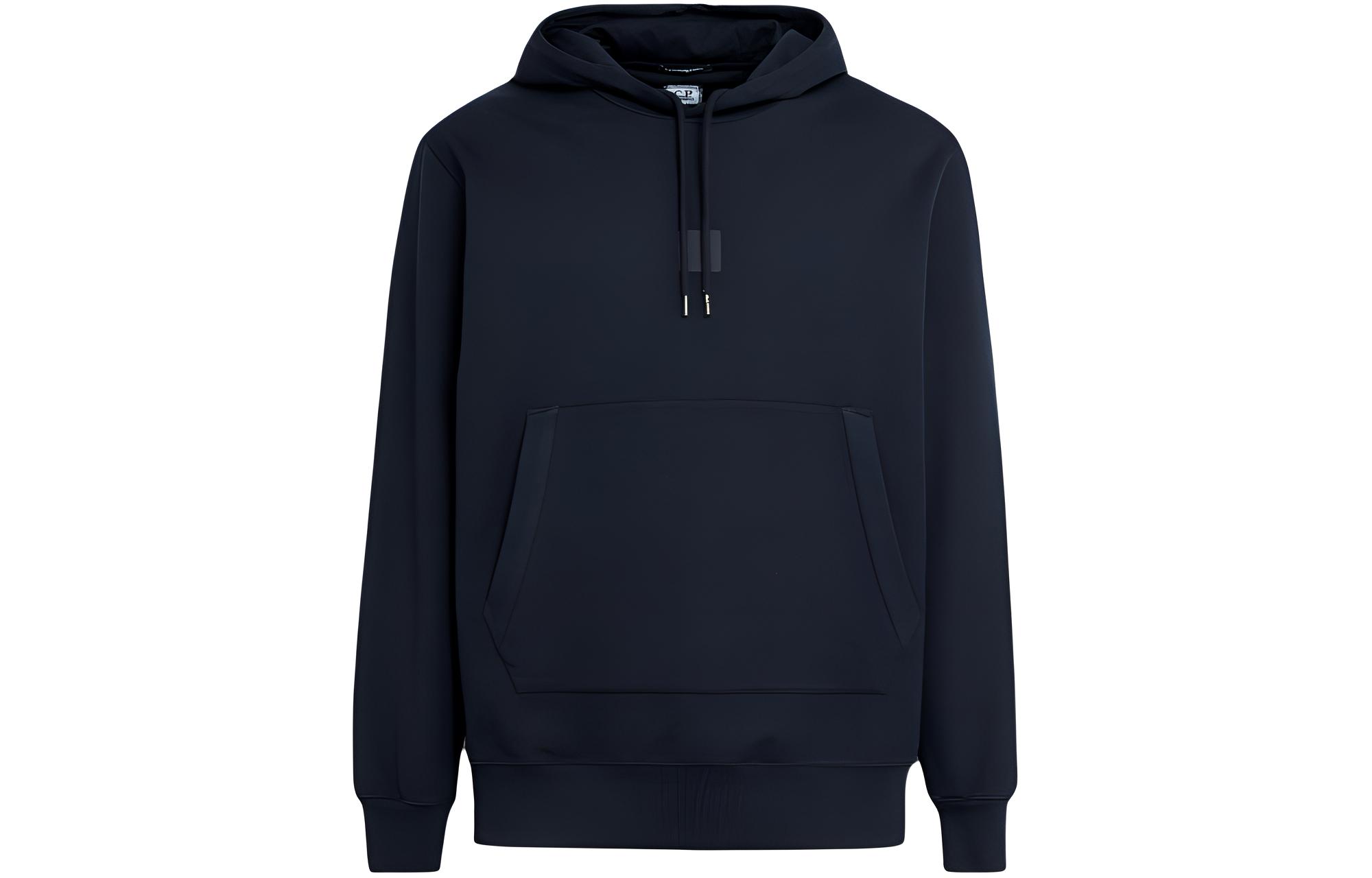 C.P. Company Blue Stretch Fleece Logo Hoodie 15CLSS366A006452W888