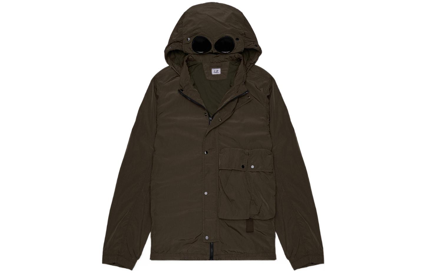 C.P. Company Brown Goggle Button-Up Long Sleeve Jacket 15CMOS029A005904G683